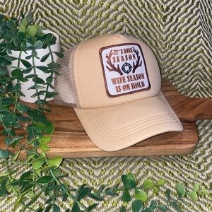Tan Trucker Hat with Humorous Patch